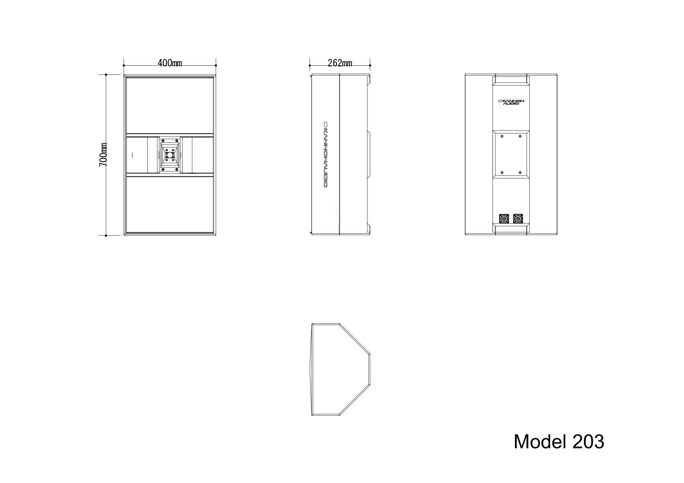 Model 203 — technical drawing, view 3