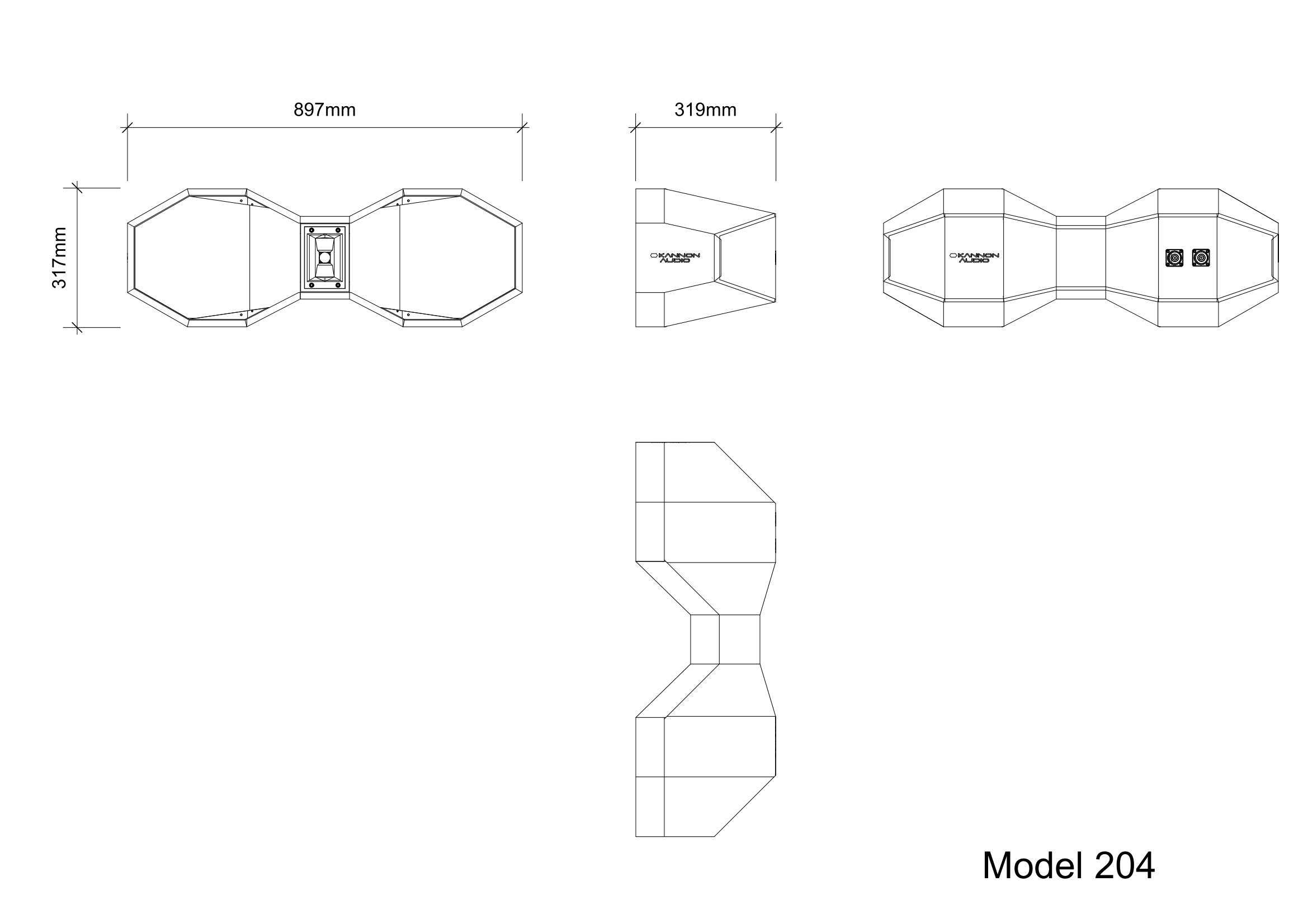 Model 204 — technical drawing, view 3
