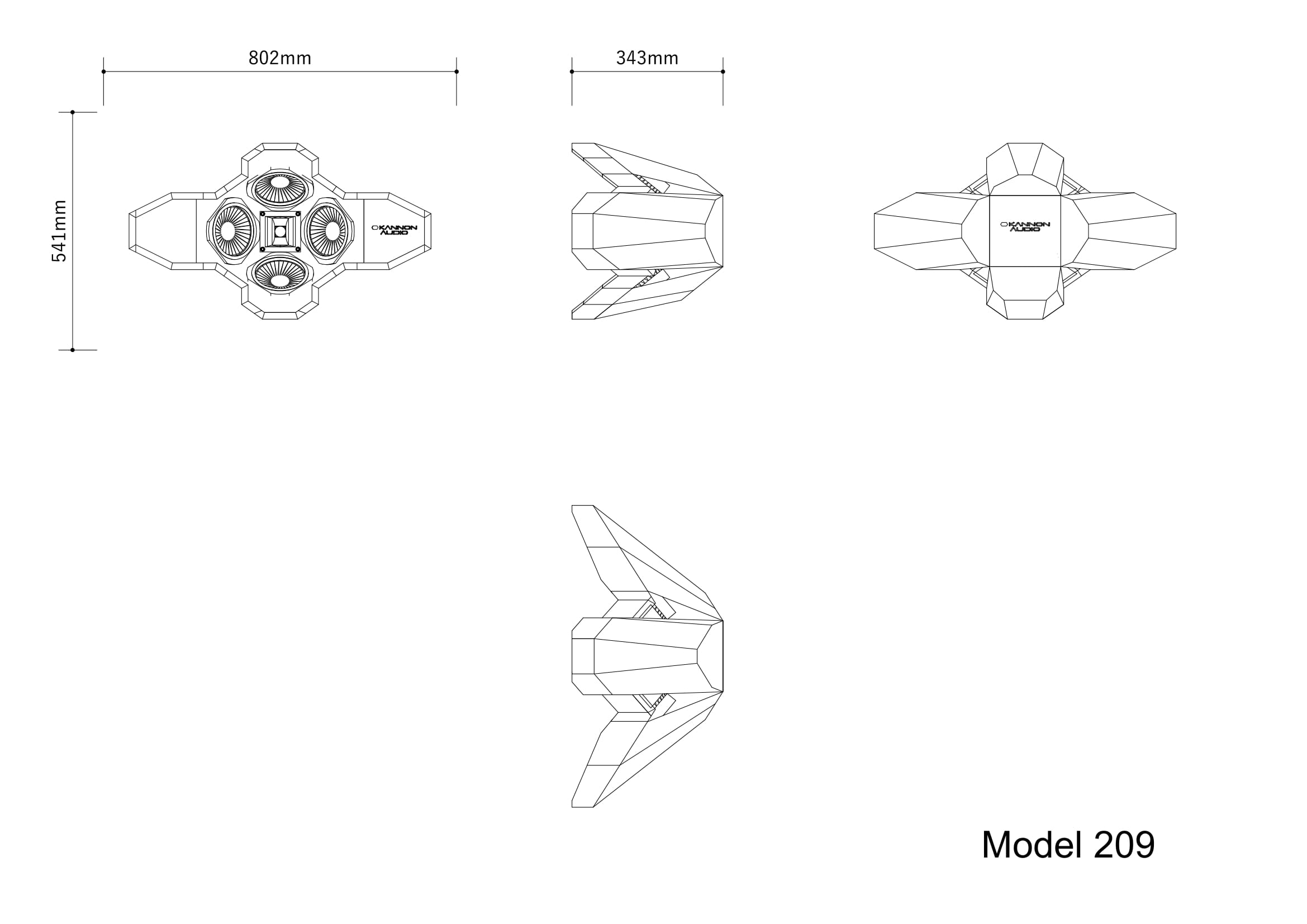 Model 209 — technical drawing, view 3