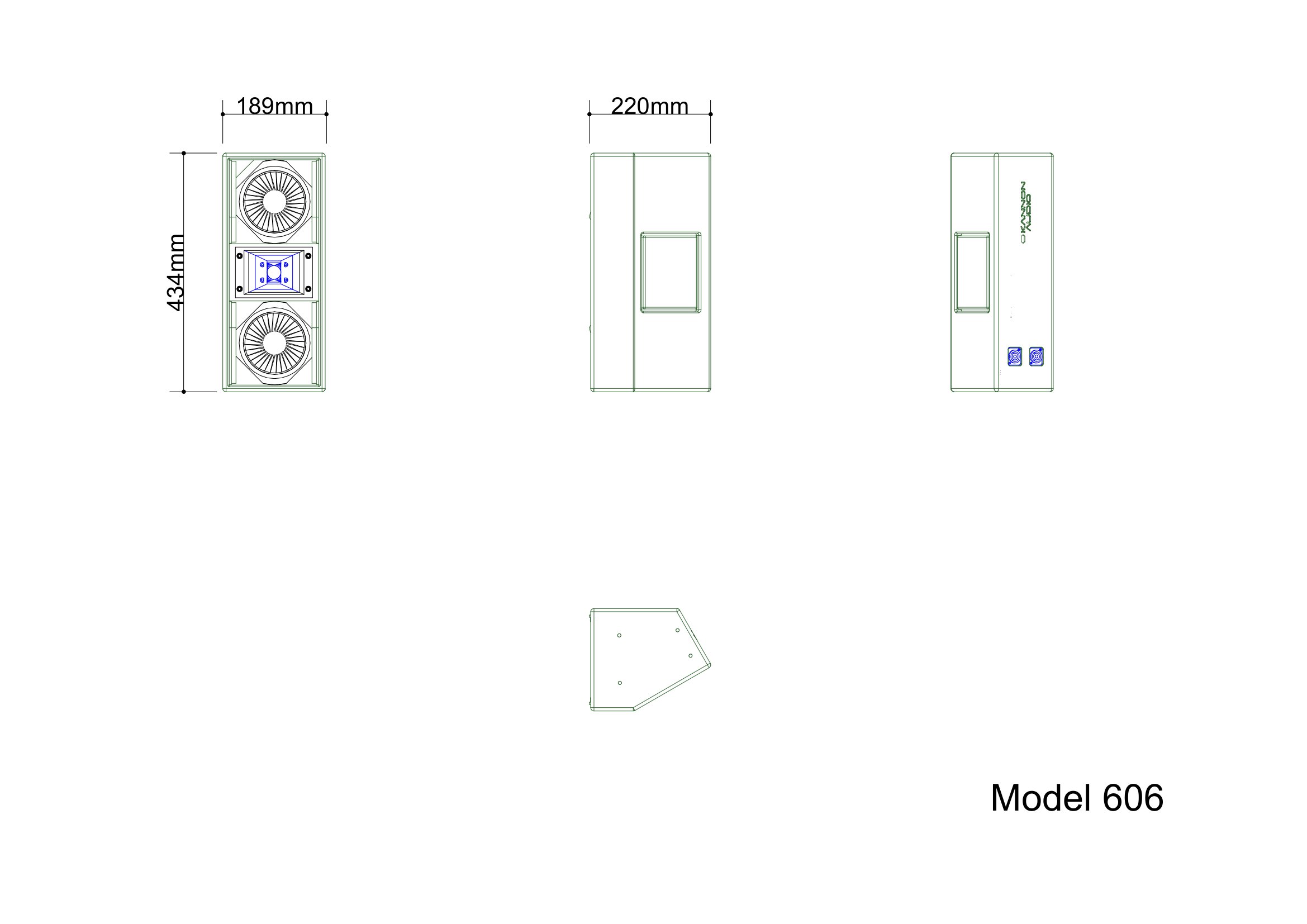 Model 606 — technical drawing, view 3
