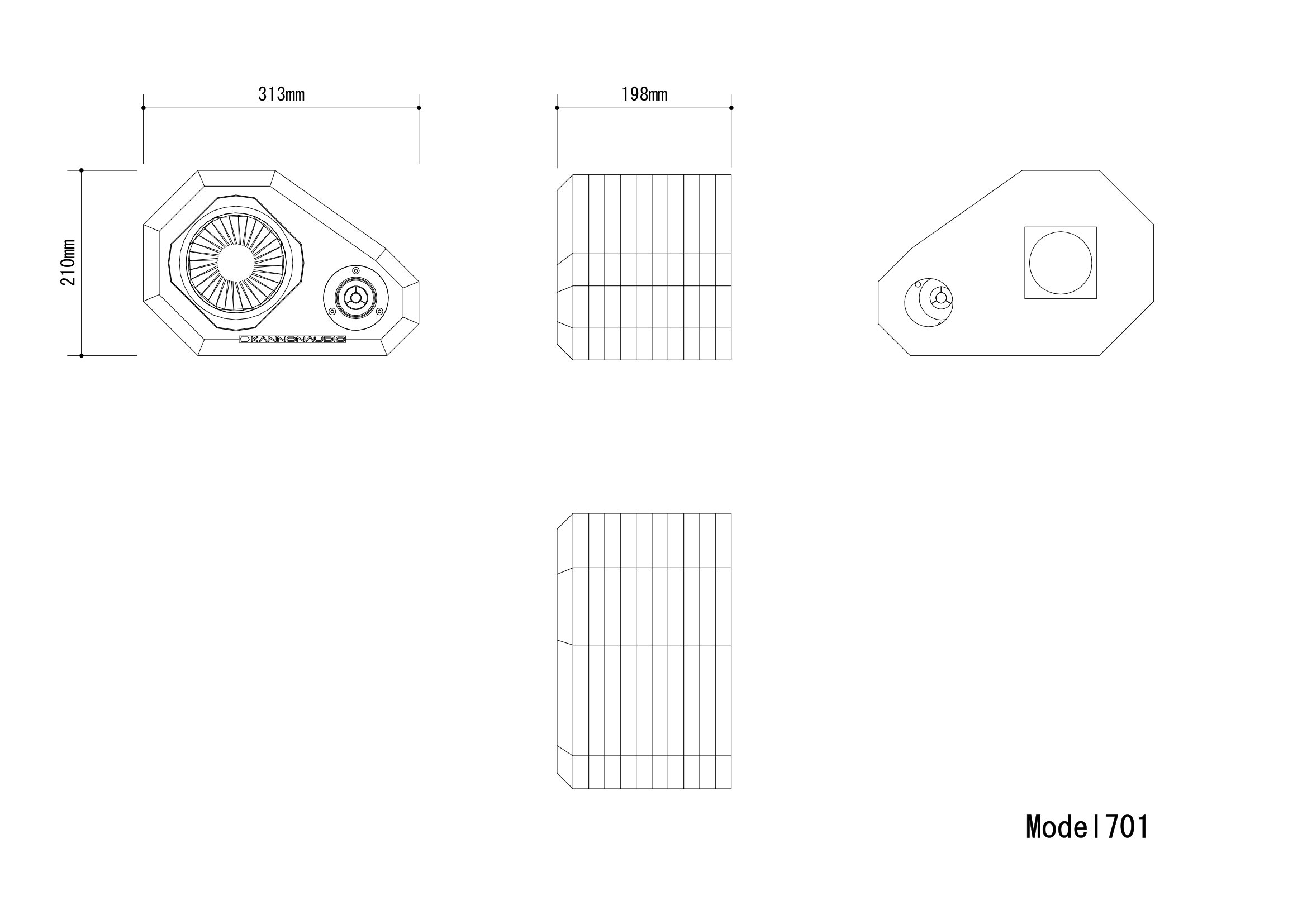 Model 701 — technical drawing, view 3