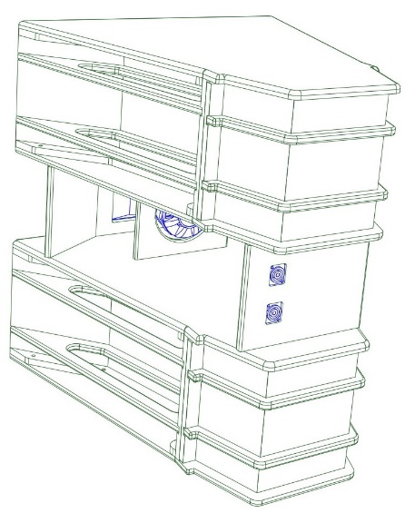 Model 801 Skeleton — cabinet design illustration, view 2