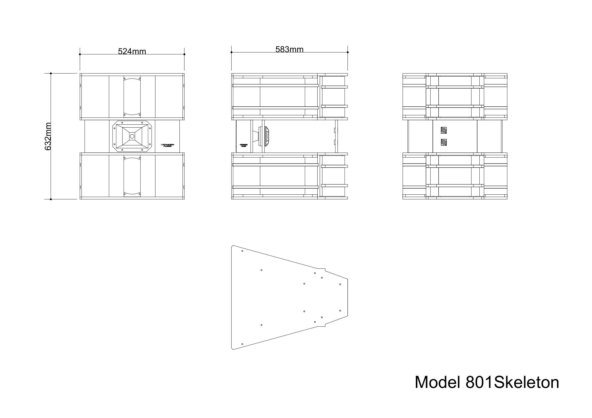 Model 801 Skeleton — technical drawing, view 3